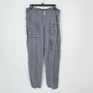 Pete & Greta by Johnny Was NEW Women's Y2K Cupra Poplin Cargo Pants Size 4 Blue